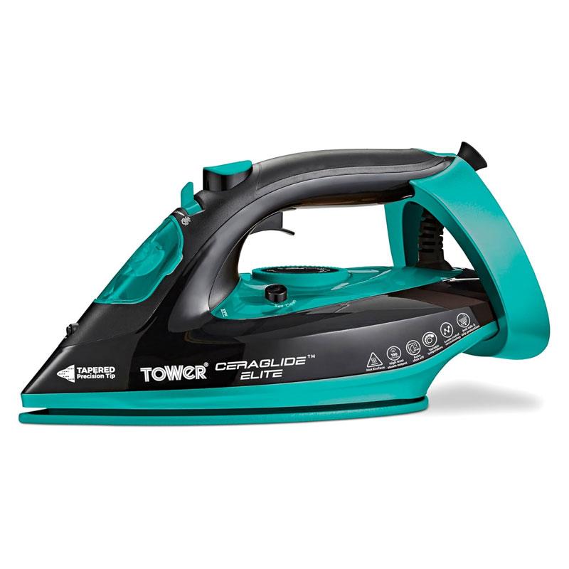 Tower Ceraglide Elite Steam Iron 3100W 265ml Water Tank Black And Teal Main image