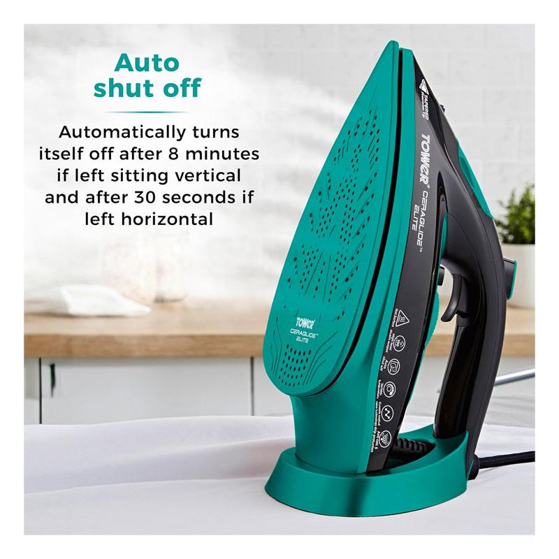 Tower Ceraglide Elite Steam Iron 3100W 265ml Water Tank Black And Teal