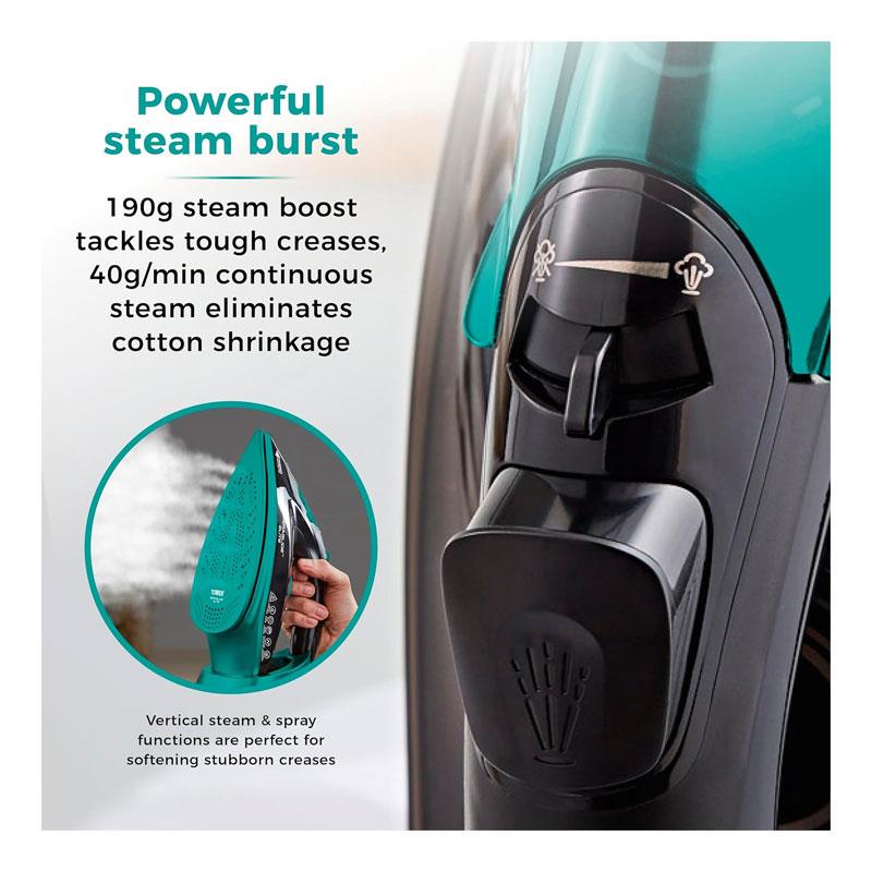 Tower Ceraglide Elite Steam Iron 3100W 265ml Water Tank Black And Teal