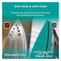 Tower Ceraglide Elite Steam Iron 3100W 265ml Water Tank Black And Teal