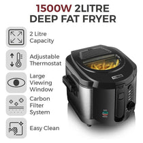 Tower Deep Fat Fryer Adjustable Thermostat 1500W 2 Litres Black