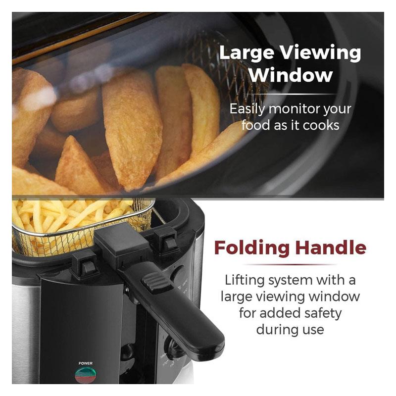 Tower Deep Fat Fryer Adjustable Thermostat 1500W 2 Litres Black