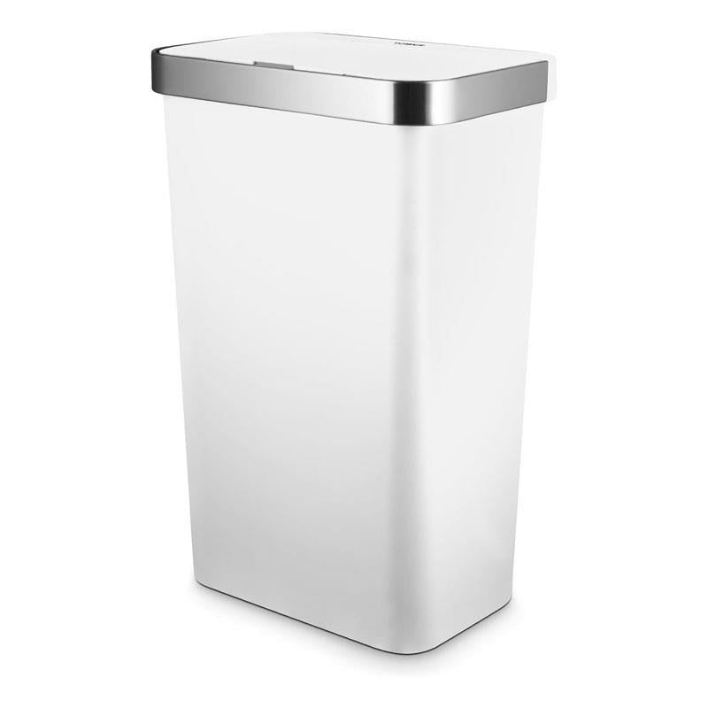 Tower Rectangular ABS Sensor Bin 50 Litres Bin Liner Retainer Ring Durable PP Body Stainless Steel Trim White Secondary image