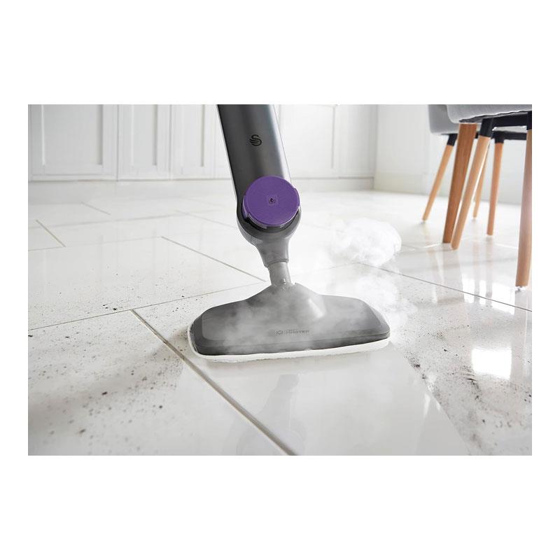 Swan Dirtmaster Multifunctional Steam Mop 1300W 330ml Capacity Water Tank Purple And Grey