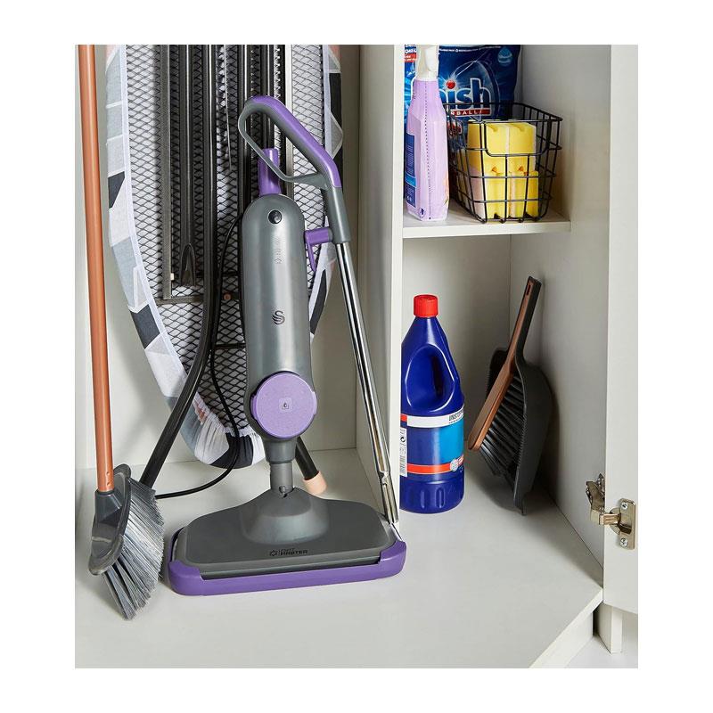 Swan Dirtmaster Multifunctional Steam Mop 1300W 330ml Capacity Water Tank Purple And Grey