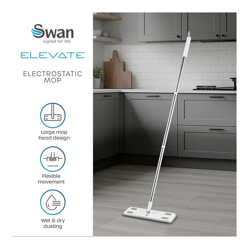 Swan Elevate Electrostatic Mop 180 Degree Wet & Dry Dusting Capabilities White