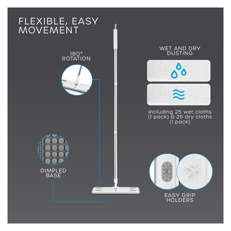 Swan Elevate Electrostatic Mop 180 Degree Wet & Dry Dusting Capabilities White