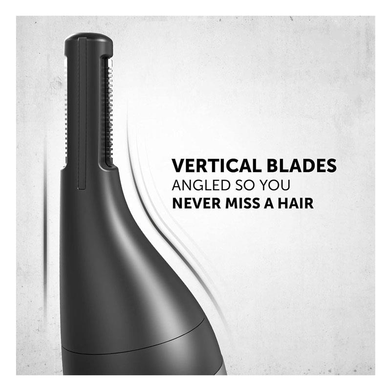Wahl Precision Ear Nose And Eyebrow Trimmer Vertical Trimming Head Fully Washable 5 Trimming Lengths Silver