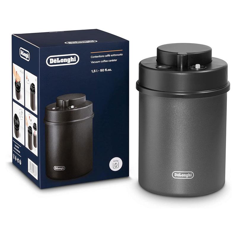 Delonghi Press-Type Vacuum Coffee Canister 500g Storage Coffee Beans Black Main image