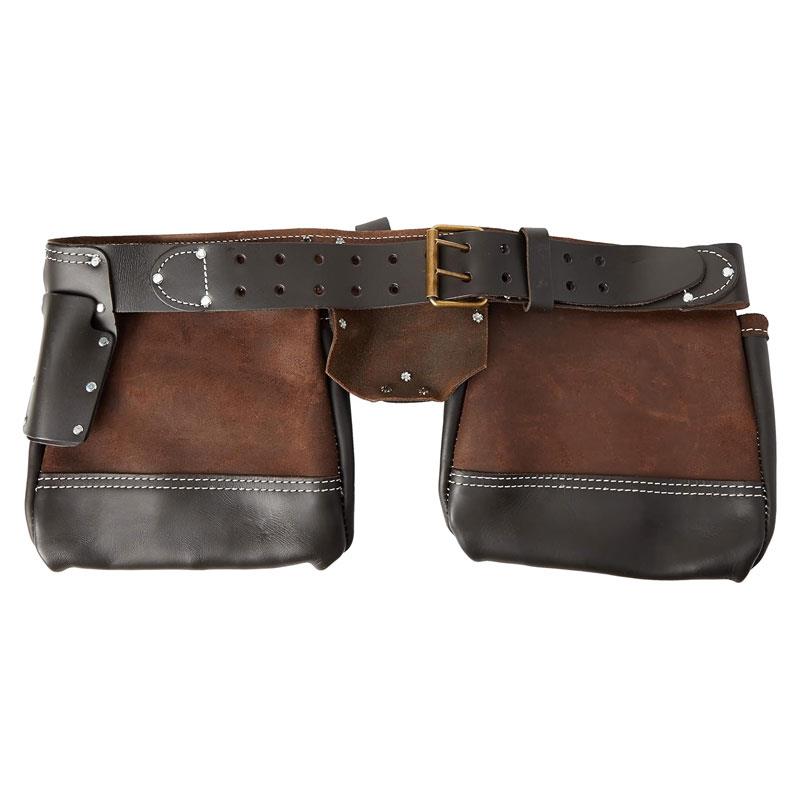 Hilka Heavy Duty Oil Tanned Leather Double Tool Belt Brown