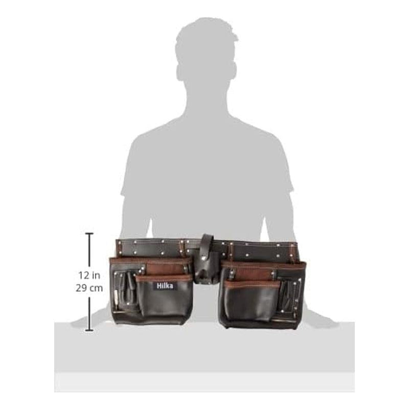 Hilka Heavy Duty Oil Tanned Leather Double Tool Belt Brown