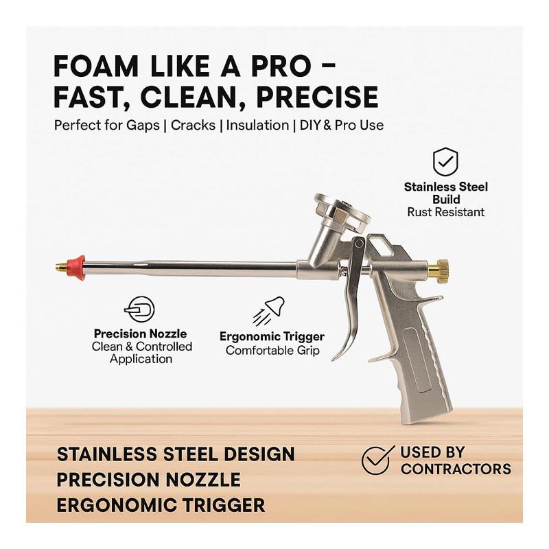 RTRMAX Extra Strong Aluminium Foam Gun Heavy Duty Caulking Gun Silver