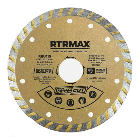 RTRMAX Porcelain 4.5 Tile Turbo Thin Diamond Dry Cutting Blade 115mm