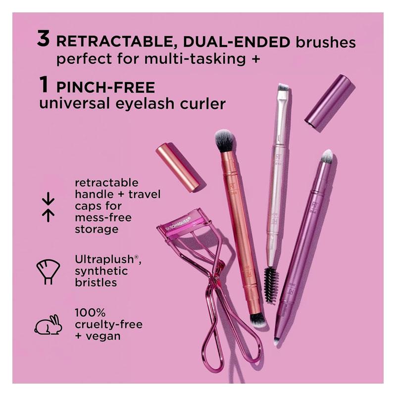 Real Techniques Double Time Brush + Lash 4 Piece Set Multicolour