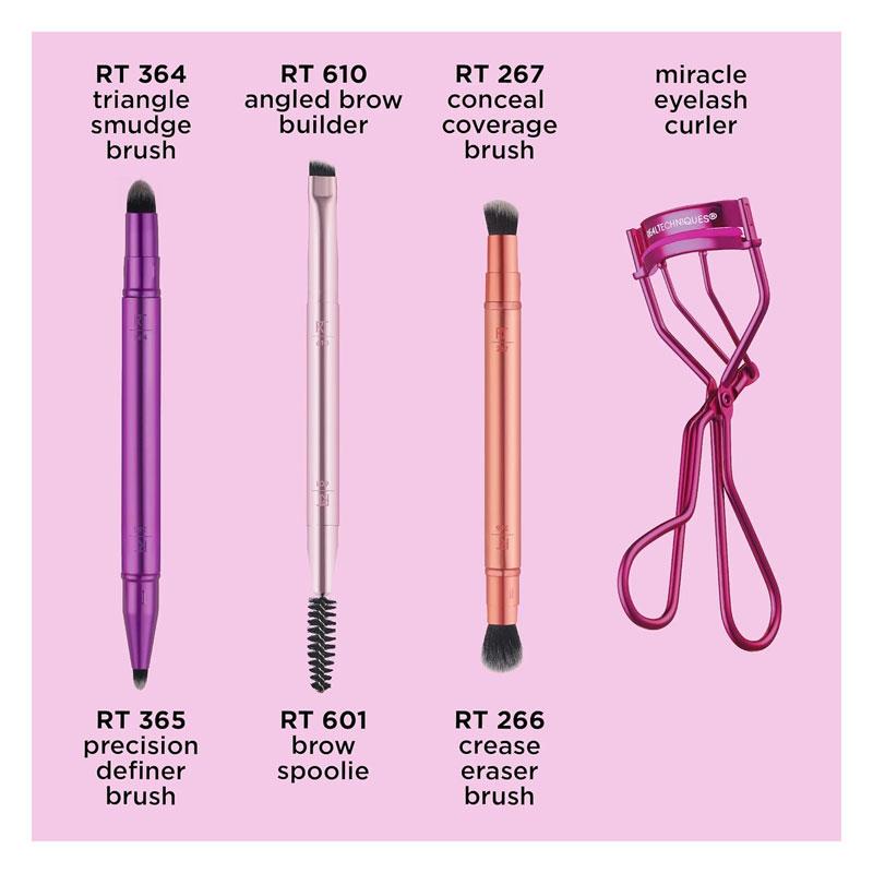 Real Techniques Double Time Brush + Lash 4 Piece Set Multicolour