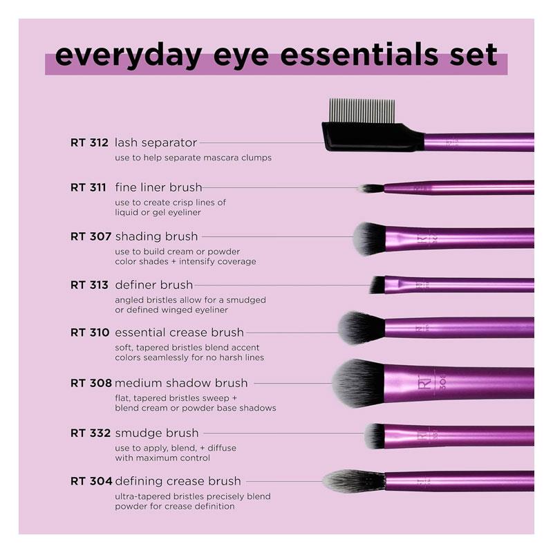 Real Techniques Everyday Eye Essentials Makeup Brush Set 8 Piece