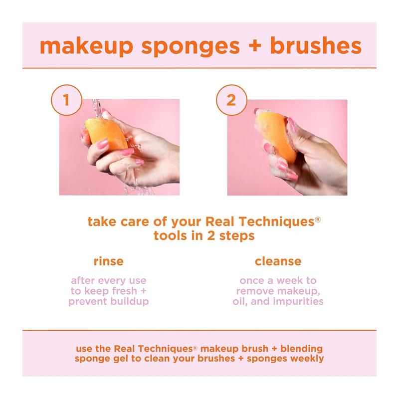 Real Techniques Miracle Complexion Sponge Makeup Blender + Travel Case Orange