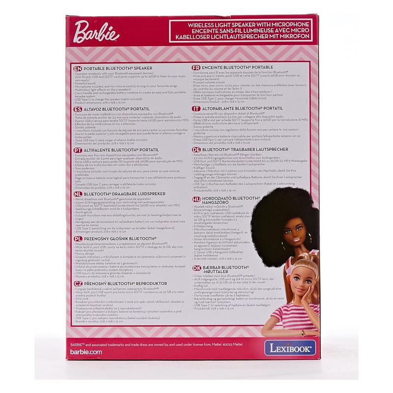 Lexibook Barbie Portable Bluetooth Speaker With Lights And Microphone - Multicolour