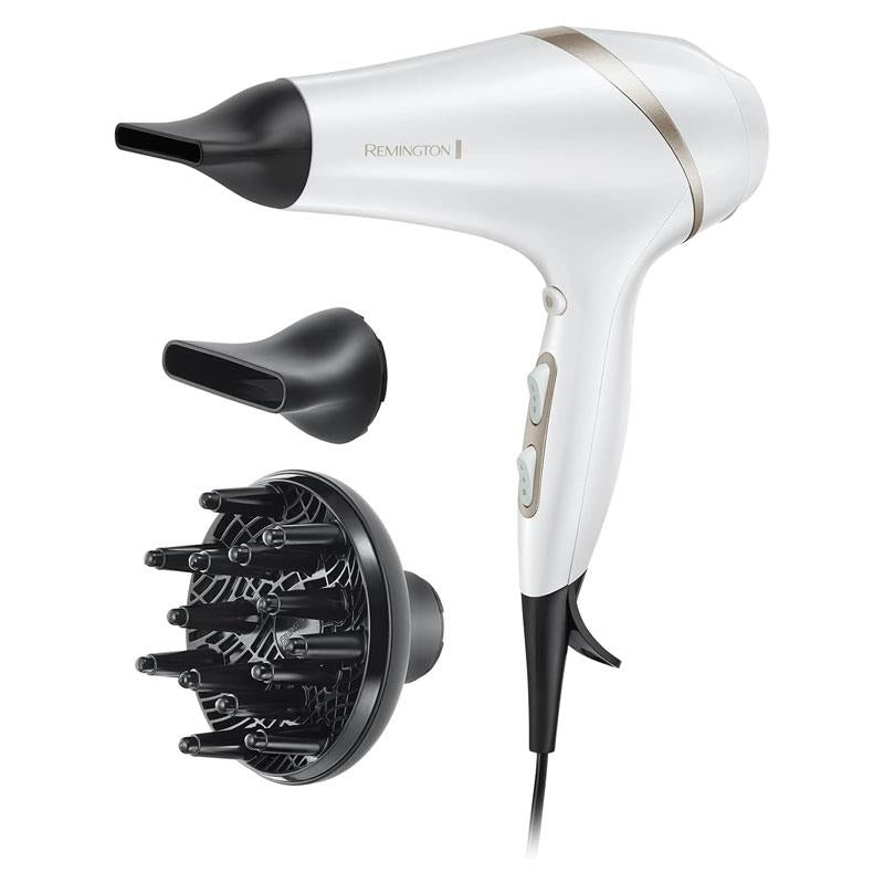 Remington Hydraluxe Hair Dryer 3 Heat And 2 Speed Settings 2 x Concentrators Diffuser 2300W White Main image