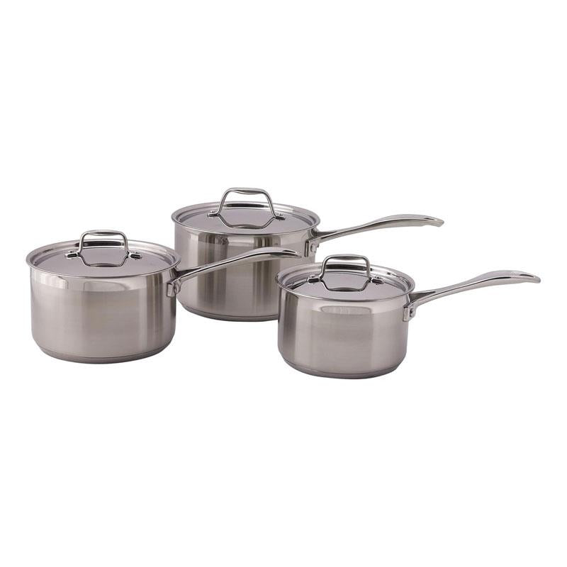 Dexam Supreme 3 Piece Stainless Steel Saucepan Set 16cm 18cm 20cm Silver Main image