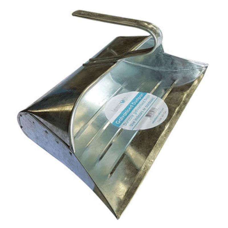 Leecroft Metal Hooded Dustpan Office Kitchen Home Car Floor Cleaning Sweeping - Galvanised Main image