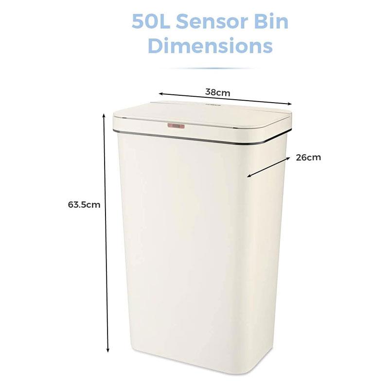 Tower Sensor Bin 50 Litres Retainer Ring Battery Operated Cream Secondary image