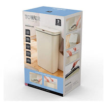 Tower Sensor Bin 50 Litres Retainer Ring Battery Operated Cream