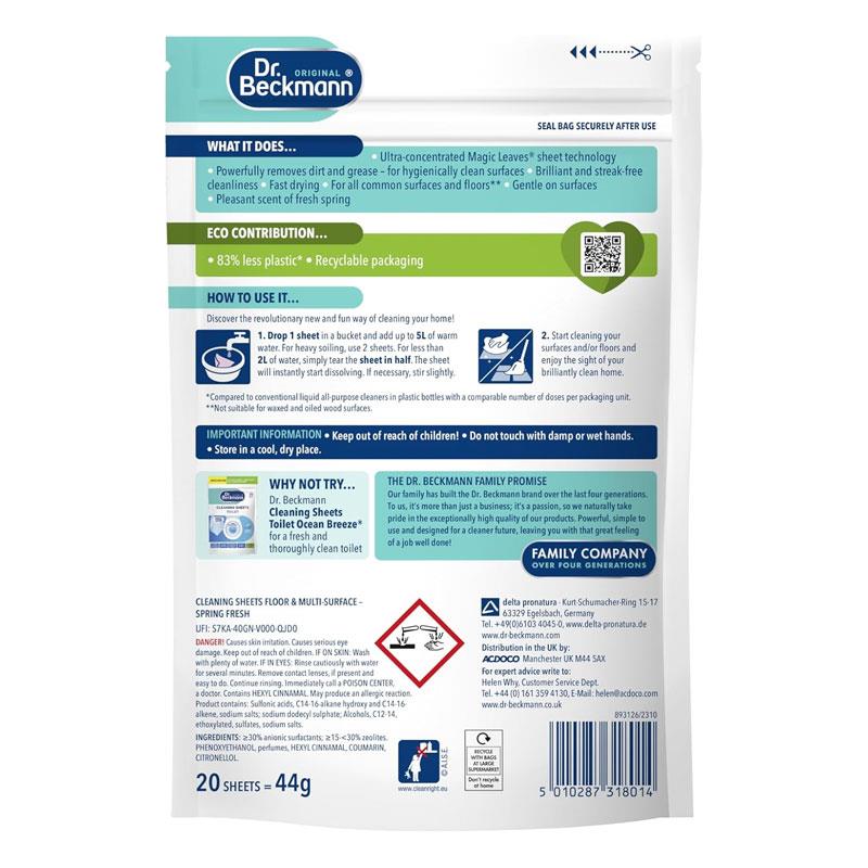 Dr. Beckmann Floor & Multi-Surface Cleaning Sheets 20 Sheets Spring Fresh Secondary image