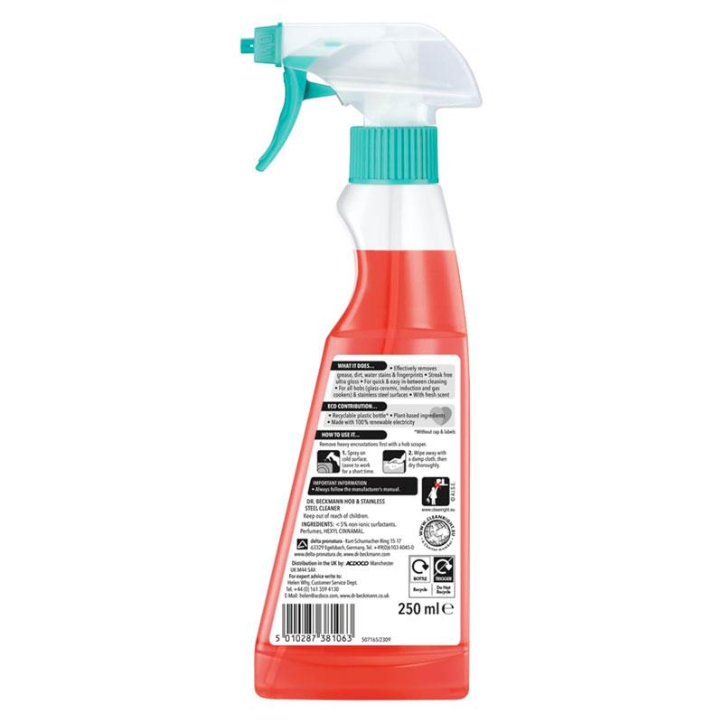 Dr. Beckmann Hob & Stainless Steel Cleaner 250ml Streak-Free Shine for Glass Gas & Induction Hobs Secondary image