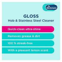 Dr. Beckmann Hob & Stainless Steel Cleaner 250ml Streak-Free Shine for Glass Gas & Induction Hobs