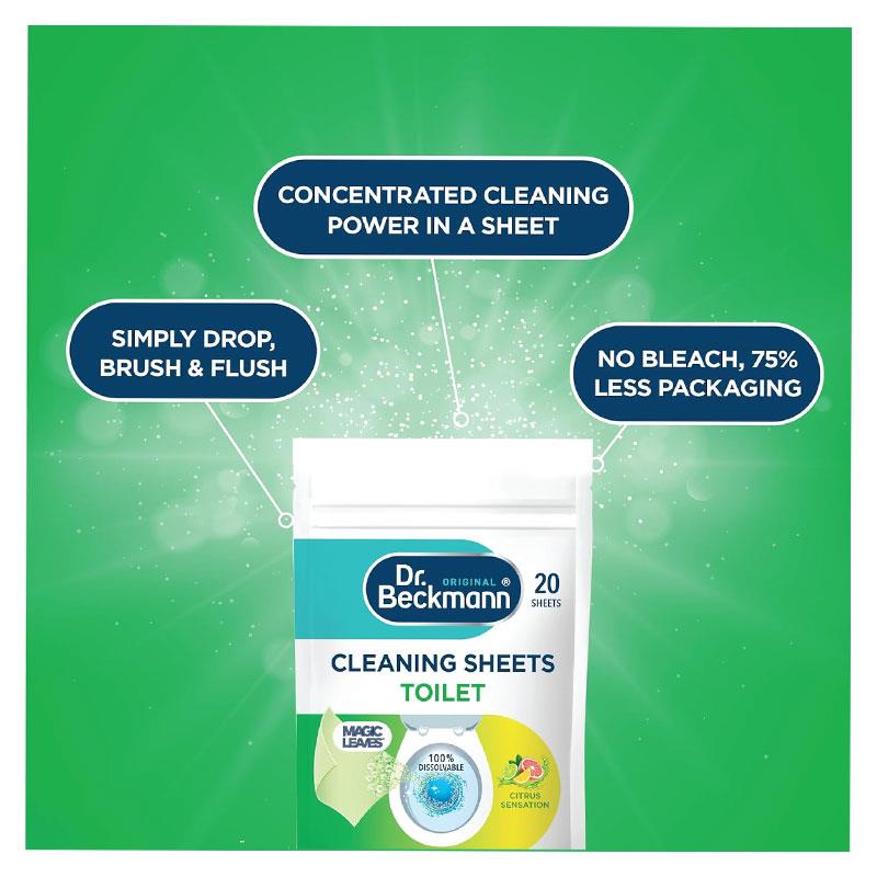 Dr. Beckmann Toilet Cleaning Sheets Powerful Citrus Fresh Hygienic Toilet Cleaner Sheets 20 Sheets