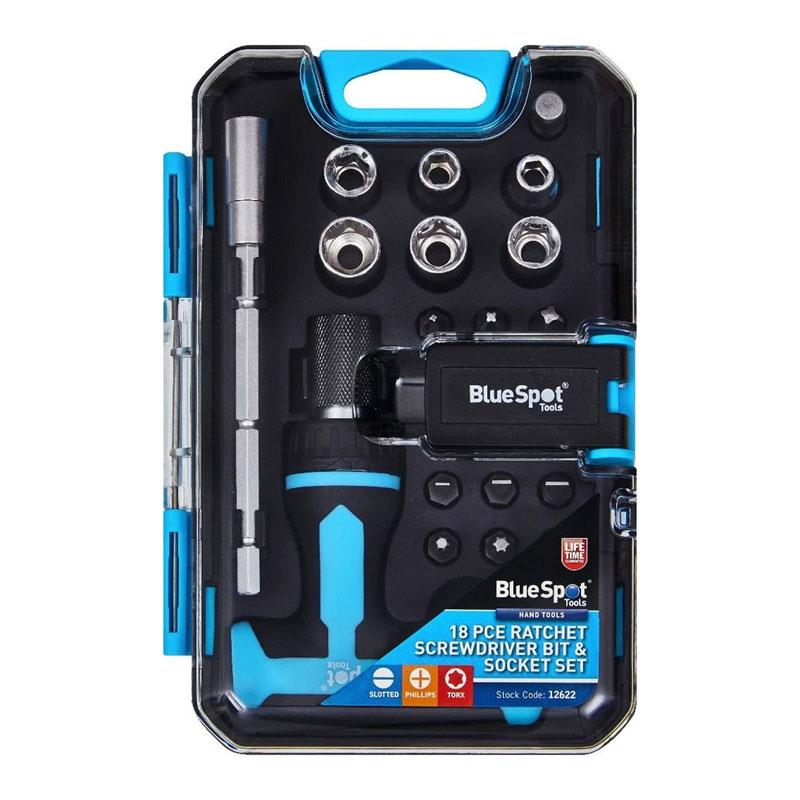 Blue Spot Tools Ratchet Screwdriver Bit And Socket Set 18 Piece