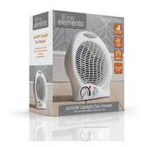 Fine Elements 2000W Upright Fan Heater 2 Heat Settings Thermostat Fan Only Mode Safety Cut-Out Instant Heat Ideal For Small Rooms