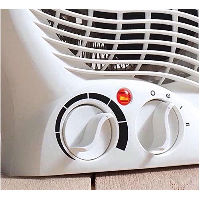 Fine Elements 2000W Upright Fan Heater 2 Heat Settings Thermostat Fan Only Mode Safety Cut-Out Instant Heat Ideal For Small Rooms