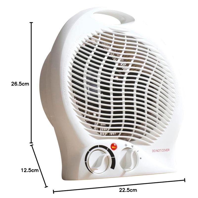 Fine Elements 2000W Upright Fan Heater 2 Heat Settings Thermostat Fan Only Mode Safety Cut-Out Instant Heat Ideal For Small Rooms
