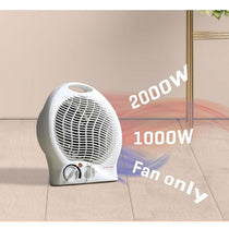 Fine Elements 2000W Upright Fan Heater 2 Heat Settings Thermostat Fan Only Mode Safety Cut-Out Instant Heat Ideal For Small Rooms