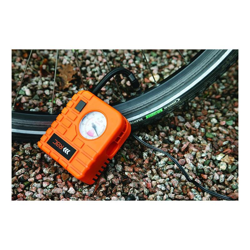 RAC 12V Compact Air Compressor Inflator Built-In Light Orange