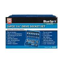 Blue Spot Tools 1/4 Inch Metric Socket Set (5-13mm) 26 Piece Silver