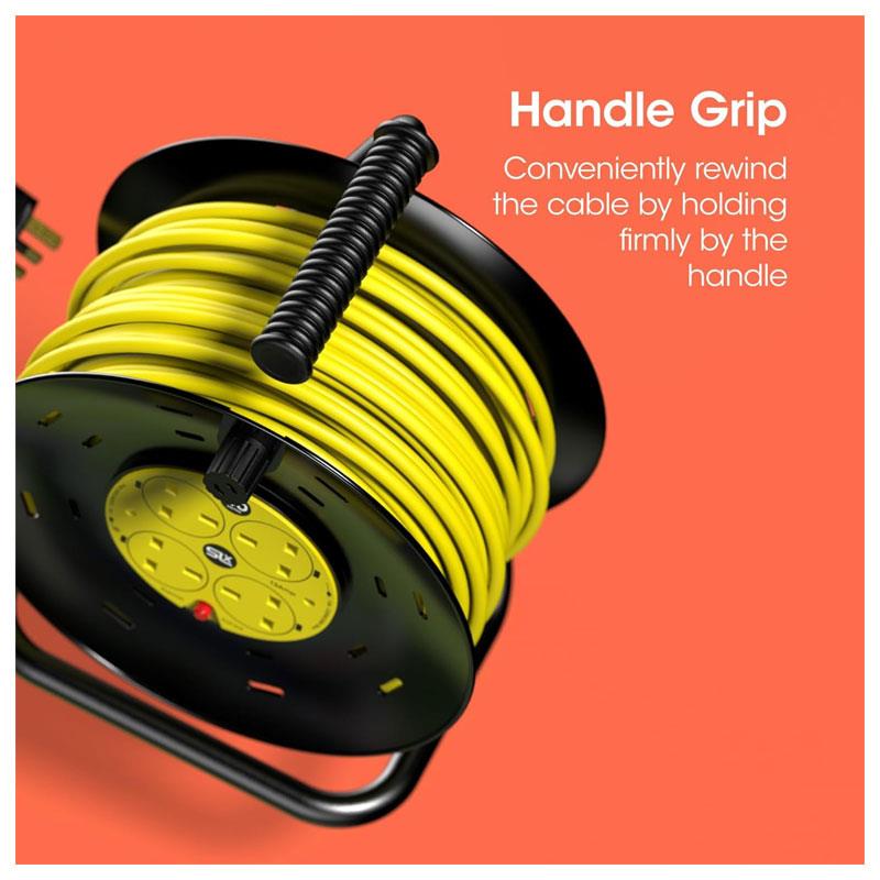 SLx Long-Reach 40m 4 Socket Extension Cable Reel 13A - Yellow