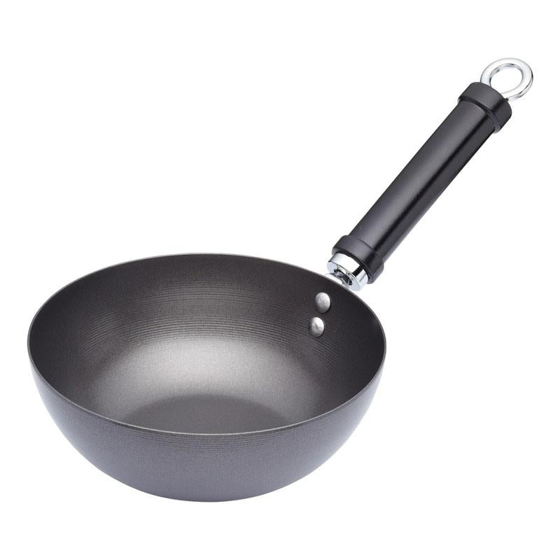 KitchenCraft World of Flavours Oriental Carbon Steel Non-Stick Wok 20cm Black Main image