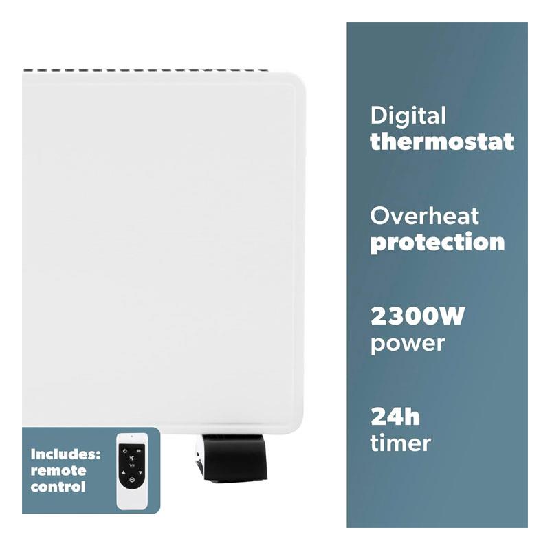 Daewoo Convector Radiator Electric Space Heater With 3 Heat Settings Turbo Timer LCD 2300W White