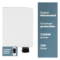 Daewoo Convector Radiator Electric Space Heater With 3 Heat Settings Turbo Timer LCD 2300W White