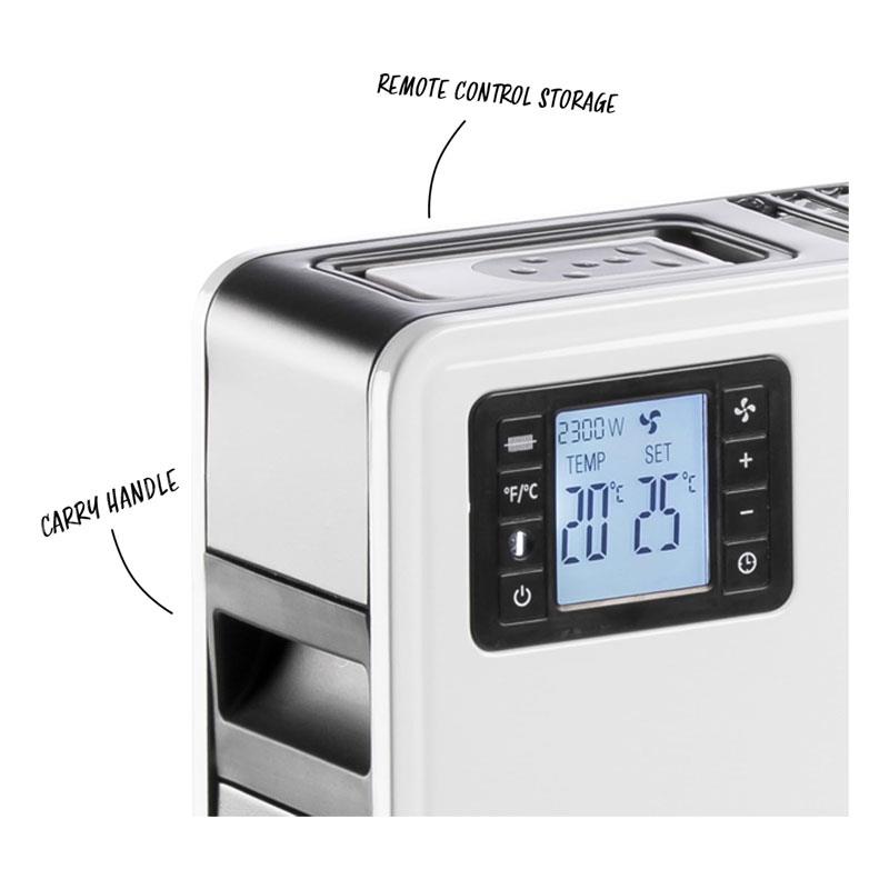 Daewoo Convector Radiator Electric Space Heater With 3 Heat Settings Turbo Timer LCD 2300W White