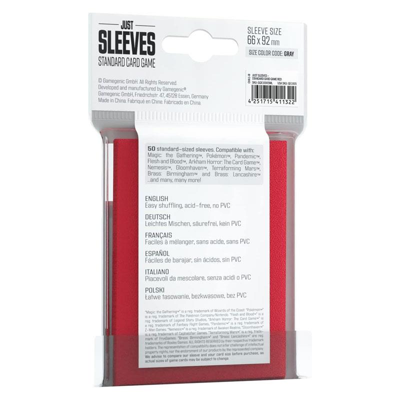 Gamegenic Just Sleeves Standard Card Game Red Size Colour Code Grey (50)