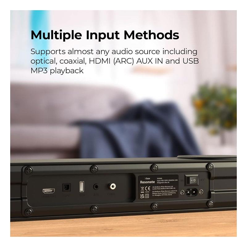 i-box Resonate 150W TV Soundbar With Wireless Subwoofer 3D Surround Sound Bluetooth Black