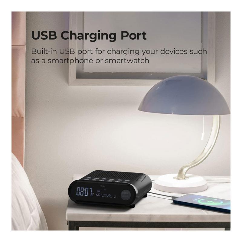 i-box Sunrise Bedside Dual Alarm Clock With DAB/DAB+/FM Radio 3W Speakers LCD Display Black