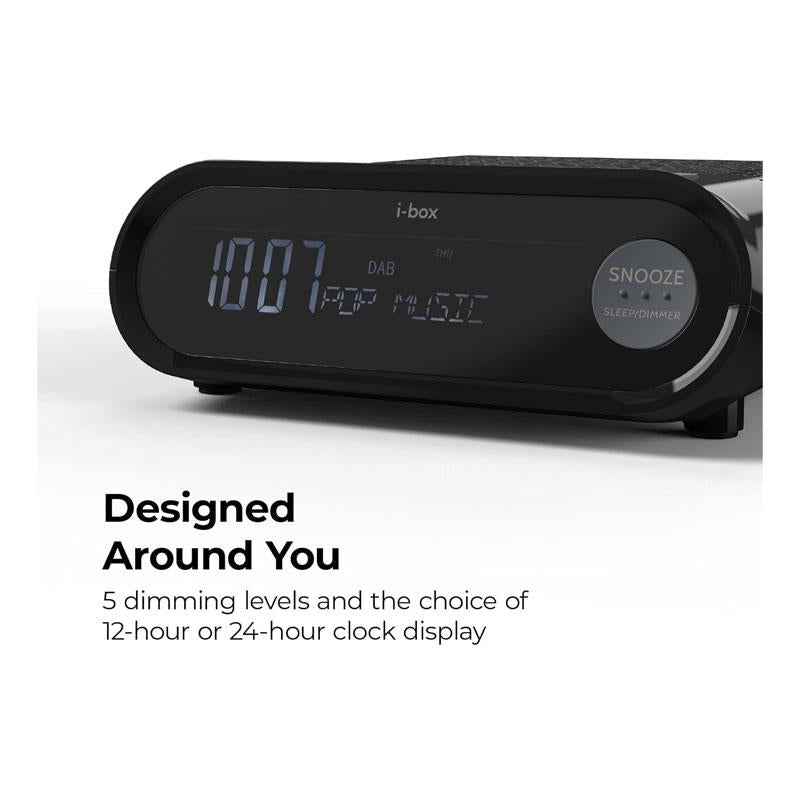 i-box Sunrise Bedside Dual Alarm Clock With DAB/DAB+/FM Radio 3W Speakers LCD Display Black