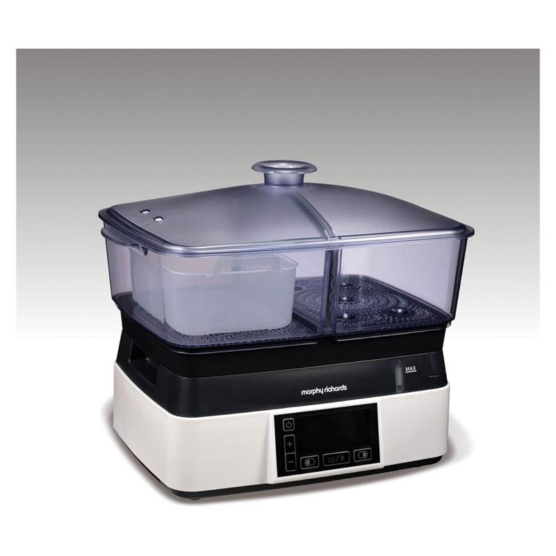 Morphy Richards Compact Intellisteam Food Steamer 6 Litres Synchronised Steaming Digital Display White & Black Secondary image