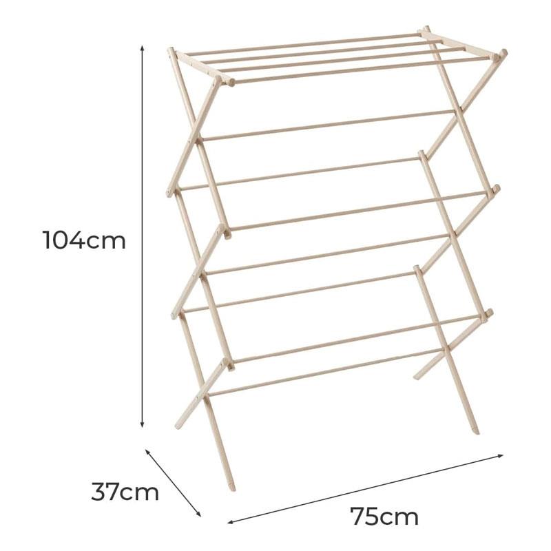 Tower 3 Tier Compact Airer 11 Drying Rods Anti-Slip Feet Weight Capacity 10kg Latte