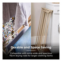 Tower 3 Tier Compact Airer 11 Drying Rods Anti-Slip Feet Weight Capacity 10kg Latte